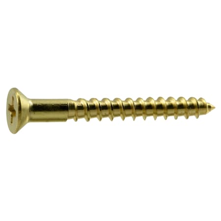 Midwest Fastener Wood Screw, #6, 1-1/4 in, Plain Brass Flat Head Phillips Drive, 100 PK 02857